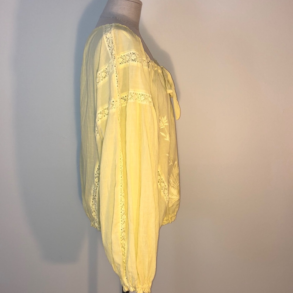 Free People yellow Maria Maria Peasant Blouse size large - Picture 5 of 12